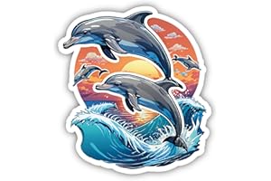 ‎SAMUNSHI Samunshi® Delfine mit Sonnenuntergang Aufkleber Autoaufkleber für Motorrad Fahrrad Roller oder Auto Sticker Fahrrad Mtb Mountainbike Rennrad Comic Cartoon Tier Sticker 10cm Delfine mit Sonnenuntergang