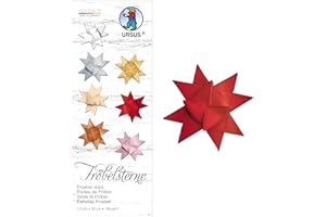 Ursus 3210022 - Papierstreifen für Fröbelsterne, rubinrot, aus Tonzeichenpapier 130 g/qm, ca. 1,5 x 50 cm, 80 Streifen für ca. 20 Sterne, Bastelklassiker zur Weihnachtszeit