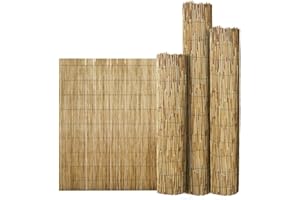FlickBuyz Bamboo Natural Garden Peeled Reed Fence Screening Roll Privacy Border Wooden Wind/Sun Protection (2M x 4M)