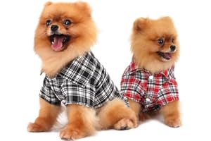 QiCheng&LYS 2 Pieces Basic Dog Plaid Shirt Pet Fashion Plaid Polo Shirt Dog T-Shirt Short Sleeve Soft and Comfortable (XX-Large, 2PCS Black+ Red)