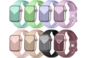 Mastten zestaw pasków sportowych kompatybilnych z paskiem do zegarka Apple Watch 38 mm, 40 mm, 41 mm, 42 mm, 44 mm, 45 mm, dla kobiet i mężczyzn, miękki silikonowy pasek zastępczy do zegarka Apple Watch serii 7, iWatch serii 7, 6, 5, 4, 3, 2, SE, 8 szt.