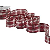 nastro per confezioni regalo, Nastro scozzese Nastro da imballaggio con bordo cablato a scacchi Nastro scozzese scozzese Nastro con bordo cablato Nastro a quadretti for la decorazione dell'albero di N
