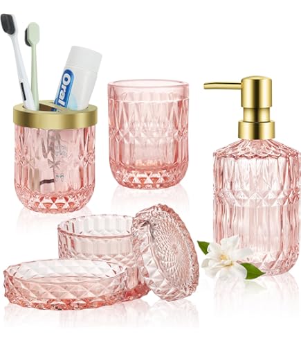 WHOLE HOUSEWARES 5 STUKS. Mozaïek Glazen Badkameraccessoires Set Zeepdispenser Dienblad Zeepbakje