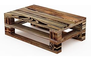 Lermowood Palettenmöbel Mpe Couchtisch 80 x 40 cmGeflammt | Europaletten Indoor und Outdoor Lounge Gartenmöbel Holz Gartenmöbel Set Lounge Möbel Terrasse Balkon Loft Stil Paletten