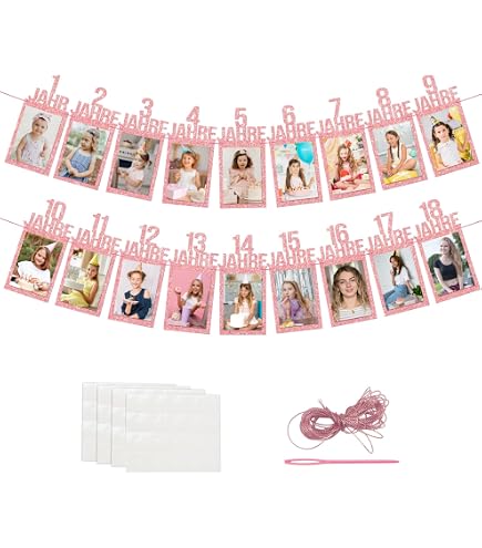Deko 18. Geburtstag Junge Fotogirlande - EINE LEGENDE SEIT 2008 - Meilensteine Geburtstagsdeko 18 Junge, 18 Glitzerkarten Kann 6-Zoll-Fotos von 1 bis 18 Jahren einfügen Geburtstagsparty Dekoration