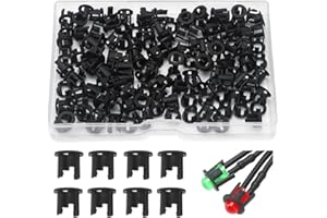 Lyeteung 150 Stücke 5mm Plastik LED Dioden Halter, LED Lampenfassung, Klipp Lünette Befestigung Diode Halterung, LED Fassung, LED Einbauclip, Schwarz