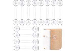 AiQInu Securite Placard Enfant 12 Pièces, ABS Bloc Porte Securite Bebe, Bloque Porte BéBé pour Armoire, Toilette, Frigo, Four, Réfrigérateur (Transparent)