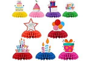 OSDUE 9 Stück Geburtstag Tischdeko, Bienenwaben Deko Tischaufsätze Set, Happy Birthday Deko für Männer und Frauen, Farbe Tischdekoration