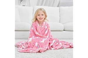 softan Einhorn-Fleece-Decke für Mädchen, Kinder Fleece-Decke für Bett Sofa Couch, rosa Einhorn-Flanell-Fleece-Decke für Mädchen, Schule, Geburtstagsgeschenk, 130x150 cm