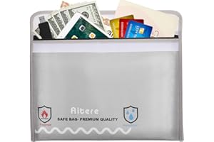 Aitere Porte-documents ignifuge, 40 x 28 cm, ignifuge, étanche, pour documents A4, passeport, banque, argent, objets de valeur, gris, 40 x 28cm