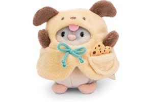 NICI pluszowy Chomik Shai 8cm z ciastkiem i strojem psa w pudełku upominkowym 8,5x6,5x10cm szary - Miękka maskotka z mięciutkiego pluszu, uroczy pluszak do przytulania i zabawy, w każdym wieku - 61144