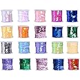 DBAILY Sequin String 20 Rolls * 5 Yards Sequin Trim Beads Sequins Ribbon Paillette Iridescent Spangles for DIY Art Craft Necklace Sewing Clothing Dress Decoration