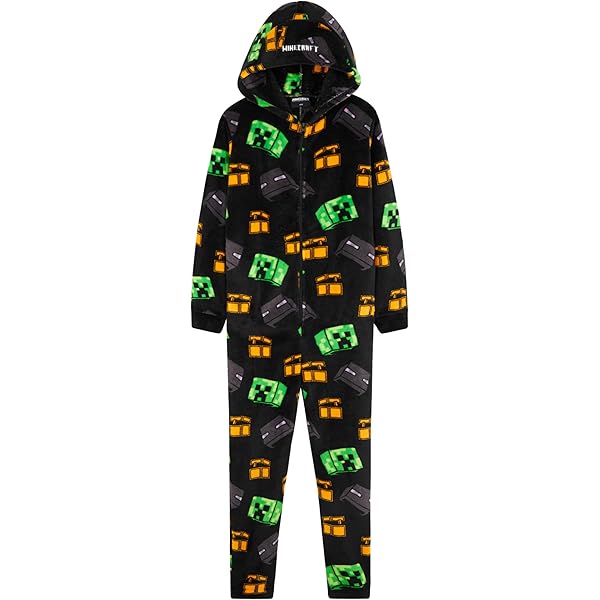 Minecraft Creeper Onesie Voor Jongens Meisjes | Groen Zacht Gepixeld Slaappak Voor Kinderen Met Capuchon N Feb