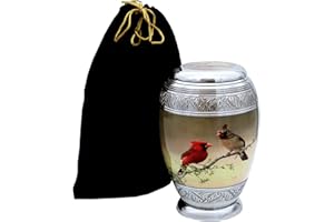 HLC URNS – Beautiful Cardinal Couple Bird Cremation Large Urn for Human Ashes - Adult Funeral Urn Handcrafted - Affordable Urn for Ashes (Adult (200 lbs) – 10.5 x 6 “, Urn)