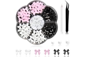 JEYORZY 1 Caja Colorido nudo de lazo para uñas, diamantes de imitación de cristal, 3D con nudo de lazo, juego de decoración de uñas, decoración de uñas, accesorios para mujeres, 3 colores