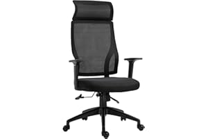 Vinsetto Silla de Oficina Ergonómica Silla de Escritorio Giratoria Ajustable en Altura y Reclinable hasta 120° Bloqueo de Posición 64x61x120,9-128,9 cm Negro