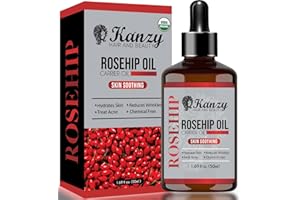 KANZY HAIR AND BEAUTY Kanzy Aceite de Rosa Mosqueta Puro 100% 50ml Orgánico Prensado en Frío Bio sin Refinar Rosa Mosqueta para Cicatrices y Estrías, usado como Hidratante para Cuerpo y Piel