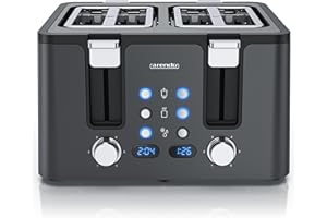 ‎ARENDO Arendo - Toaster 4 Scheiben Edelstahl - mit Brötchenaufsatz - 4 Schlitze - LED Anzeige Restzeitanzeige – Doppelwandgehäuse - Defrost Funktion - Krümelschublade - 6 Bräunungsgrade - Cool Grey Design