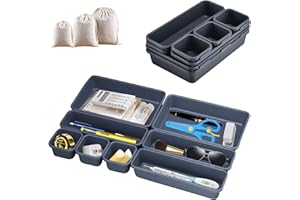 BOOAEE 8 pièces Séparateurs de Tiroir en Très Profond, Organisateur Tiroir Bureau, Plastique Séparateurs de tiroir, Maquillage Organiseur de Tiroir Rangement pour le Maquillage, Bureau, Cuisine