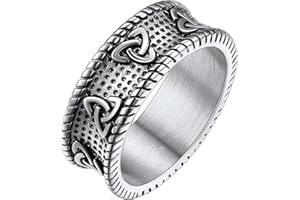 FaithHeart Anello Traforato con Nodo Celtico Simboli Vichinghi Infinito da Donna Uomo Unisex Figo in Colore Vintage Argento/Nero/18K Oro Placcato Ipoallergenico per Hiphop Punk