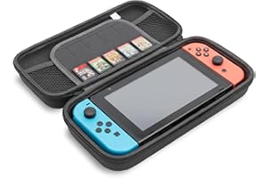Custodia Rigida Compatibile con Switch e Switch OLED, Case Protettivo in EVA Antiurto con Interno Morbido, Porta Console con Slot Giochi e Tasche Accessori, Cover da Viaggio con Zip Rinforzata