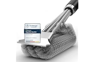 HAZENS Grillbürste, Grill Reinigungsbürste Edelstahl Schaber, dichte Edelstahlborsten, Extra Langer PP Griff, für Gasgrill, Holzkohlegrill, Kugelgrill, Elektrogril, Grillrost