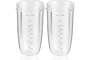 MEET JUICE Replacement Parts 32oz Blender Cups (2 Packs) Replacement Blender Cups Compatible with NutriBullet 600w and 900w Blender