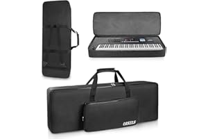 SUNDOY Full Padded Keyboard Gig Bag, 76 Keys Electric Piano Case with 600D Nylon Oxford Cloth, 10mm Cotton Padding, Large Accessory Pocket (120x48x15.5-CM)