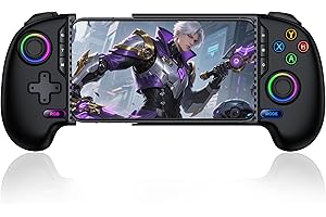 HASACOOL Handy Controller für iPhone, Controller für Android mit Hall Effect Joystick, Smartphone Controller Handy Unterstützt Xbox Cloud/MFi Apple Arcade/Call of Duty/Roblox(Schwarz)