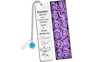 YHH Thank You Gifts for Teacher Women Men, Teacher Bookmark with Flower Gift Box, Teacher Appreciation Gifts Male Female, Special Retirement Gifts, Best Teacher Christmas Birthday Present