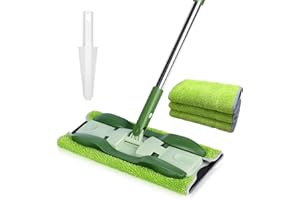 Masthome Mocio Lavapavimenti Professionale, con 4 Panni in Microfibra Lavabili Riutilizzabili, Straccio Pavimenti per Uso Umido e Secco, Sistema Lava Pavimenti Casa per Tutti i Pavimenti (Verde)