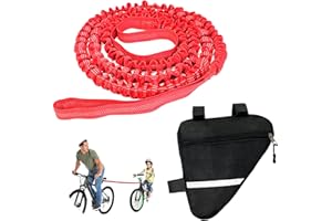 Newtic Bicycle Tow Rope, 4.5M Bicycle Towing Rope for Kids, Nylon Elastic Pull Rope for Bicycle, Red Bike Rope for Towing Kids with Storage Bag for Outdoor Activities