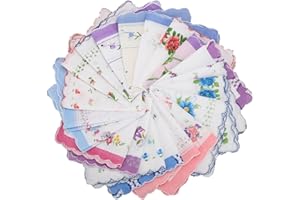 EEEKit Stoff Taschentücher, Damen Taschentücher, 20 Stück Baumwolltaschentücher mit Motiv Wellenkante für Hochzeit Geschenke, 28 x 28 cm