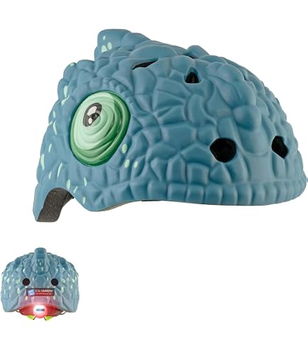 Casque Enfant Dinosaure 3D Avec LED – Ajustable, Respirant, Pour Vélo, Trottinette, Skate, 3-8 Ans