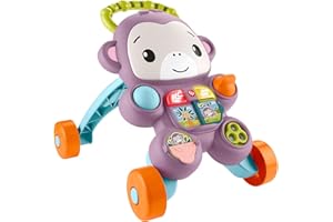 Fisher-Price Jouet d’éveil Mon Trotteur Singe Violet avec Musique, lumières et activités à partir de 6 Mois, JGW90
