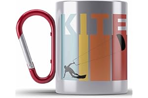 Trendation - Kitesurf Kitesurfen Geschenk Edelstahl Tasse Karabiner Kite Surfender Kitesurfing Geschenkidee (Rot)