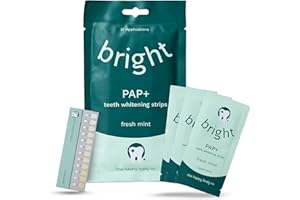 THE HAPPY BODY CO BRIGHT - Teeth Whitening Strips (21 applications – 42 Strips) Professional Tooth Whitening Kits, Enamel Safe, Peroxide-Free, Non-Sensitive, PAP+ Teeth Whitener Strip for Whiter Smile