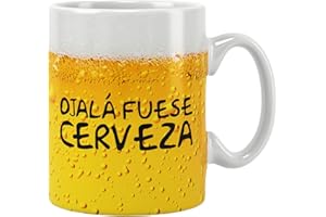 LIBERGRAFIC Tazas graciosas con frase Tazas originales para regalar Regalos originales taza de porcelana Caja regalo cumpleaños (Ojala fuese Cerveza)