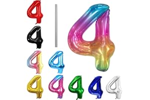 AOISYESBIG Geburtstag zahlen Luftballon 4 jahre-Gelee farbe XXL Jumbo Folienballon 40 Zoll – 101 cm Luftballons 4. Geburtstag Junge Mädchen Babyparty Geburtstagsdeko Jubiläumsparty Dekoration – Fliegt mit Helium