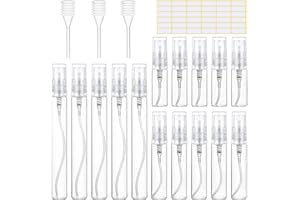 MELLIEX 15 sztuk rozpylaczy do perfum, puste rozpylacze do perfum, do wielokrotnego napełniania, podróżne, przenośne, z pipetami i głowicą dociskową, 3 ml/5 ml/10 ml, przezroczysty
