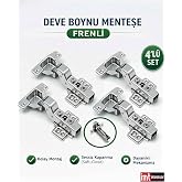 İMT AKSESUAR FRENLİ PİSTONLU DEVE BOYNU MOBİLYA MUTFAK DOLAP KAPAĞI MENTEŞESİ (4 ADET) Metalik
