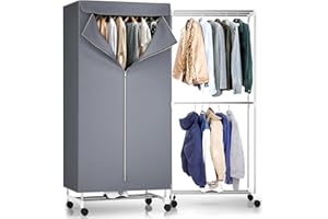ANYVOYAGE 1000W Fast-Drying Heated Clothes Airer - 180 Min Timer, 15KG Capacity, Foldable Stainless Steel Garment Rack with 6 Ventilation Holes & Auto Shut-Off, Indoor/Outdoor Use for Laundry, Bedding