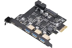 GOWENIC Carte PCIe vers USB 3.2 Gen 2, Carte D'extension PCI Express 20 Gbit/s avec 3 Ports et 2 Ports de Type C Hub USB Interne PC pour pour Linux pour