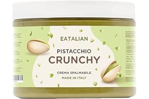EATALIAN by AMZ BETTER Spreadable Crunchy Pistachio Cream 500 grams, Pistachio Cream with Grains of Pistachio, Protein Paste, Sweet taste, Ideal on bread and for filling cakes, Made in Italy