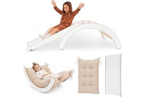 MAMOI® Klätterställning för inomhusbruk 3 i 1 SET. Montessori klätterbåge med kuddar, inomhuslekplats 1-3 år och rutschkana f
