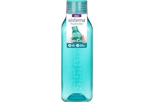 Sistema Bouteille d'eau carrée, 725 ml, Bouteille d'eau sans BPA, Bouchon étanche, Bords antidérapants, Coloris assortis