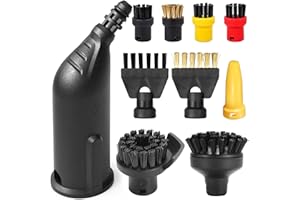 CARREUTY 10 Stück Kompatibel mit Dampfreiniger Zubehör,Easyfix SC1 SC2 SC3 SC4 SC5 CTK10 CTK20 6 Große Rundbürsten 2 Fugenbürste 1 Düse und 1 Verlängerungsdüse Strapazierfähiges Nylonborstenmaterial