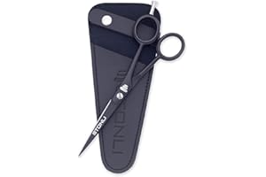 Stonli Ciseaux de coiffure pour coupe de cheveux - Ciseaux à cheveux en acier inoxydable de 15,2 cm avec bord tranchant - Ciseaux de barbier avec pochette pour salon, maison, homme, femme (noir)