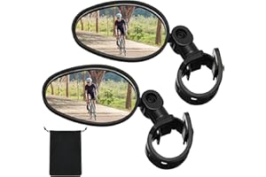 Hestya 2 Pcs Bike Mirror 360 Degree Adjustable Safe Rotatable Handlebar Mirror Bicycle Accessories Shockproof Acrylic Convex for Mountain Road Bike
