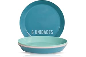 Mypicompany. Assiette Plastique Reutilisable (6 unités). Vaisselle Camping. Assiette Plastique Rigide. Assiette Enfant et Anniversaires. Lot assiette Sans BPA Passe au Lave-Vaisselle.